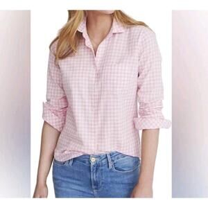 NEW UNTUCKit Womens Calina Shirt Size 8 Pink White Gingham Long Sleeve Button Up
